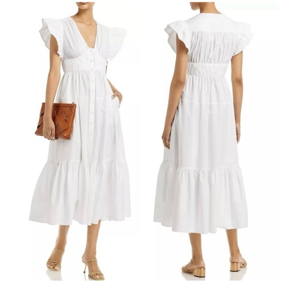 New! DEREK LAM 10 CROSBY Greta Ruffle White Dress 🤍 size 2 NWT! - Picture 8 of 15